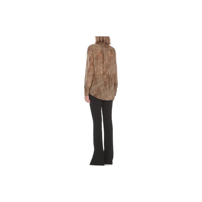 DSQUARED 2 Leopard Printed Curved Hem Shirt-2