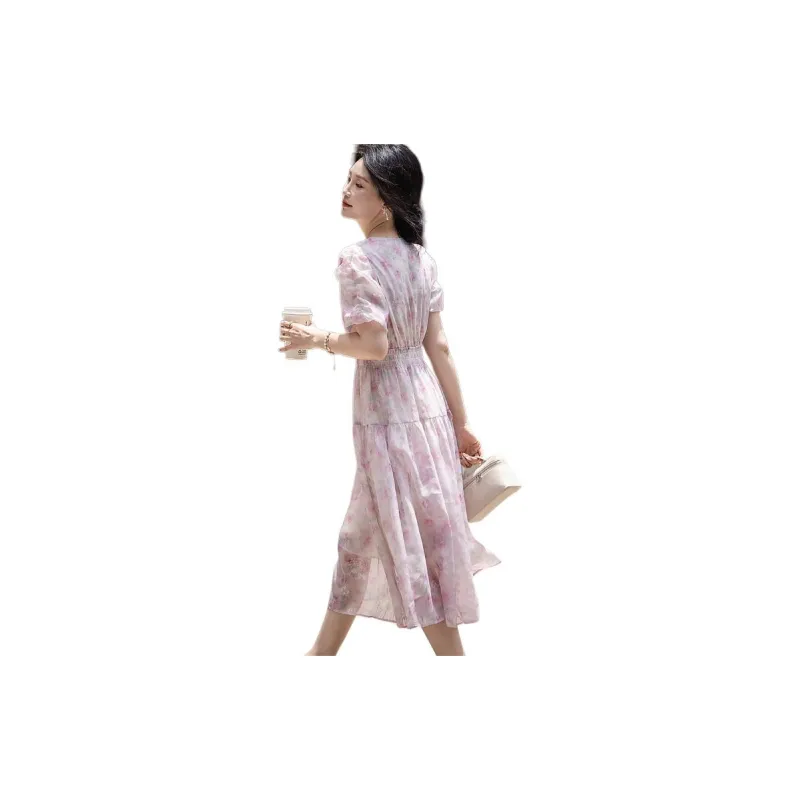 【dme】 Short Sleeved Dresses Women's Light Pink-3