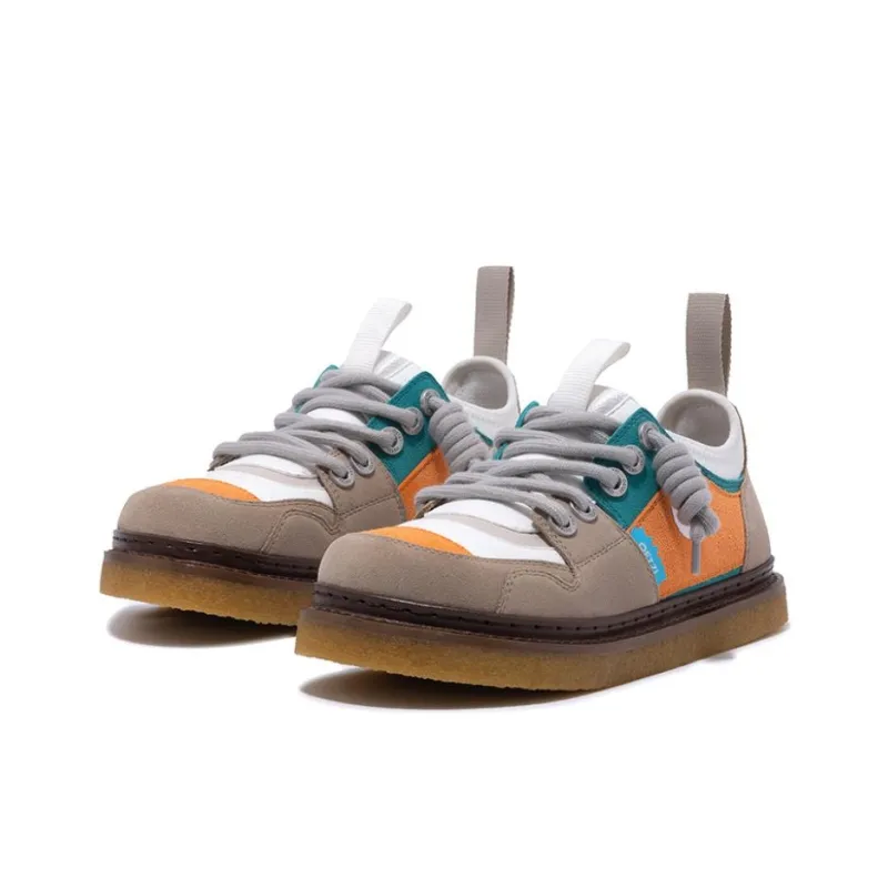 OETZI Smoke Rubber Sole Series Low Top Casual Shoes Women's Khaki & White-1