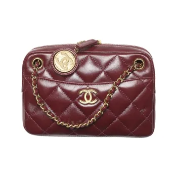 CHANEL Polished Lambskin Camera Bags Crossbody Bag Shoulder Bag Mini Women's Burgundy