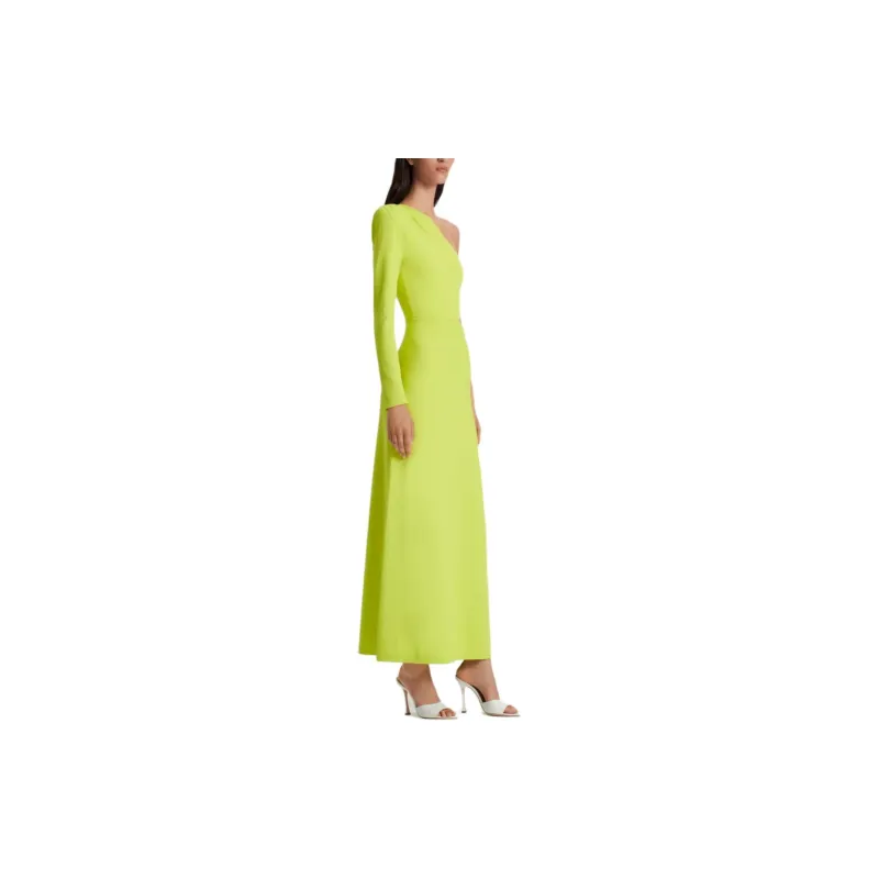 SCANLAN THEODORE Crepe Knit One Shoulder Gown Evening Dress Women's Neon-3