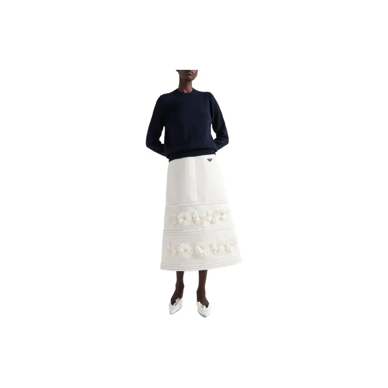 PRADA Embroidered A line Midi Skirt-1