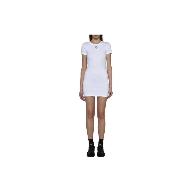 Marine Serre Moon Embroidered Short Sleeved Mini Dress-1