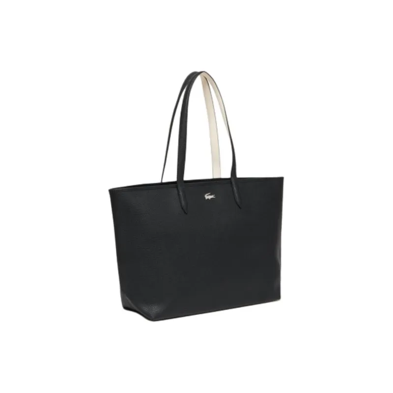 LACOSTE Synthetic Leather Tote Handbag Regular Women's Black-1