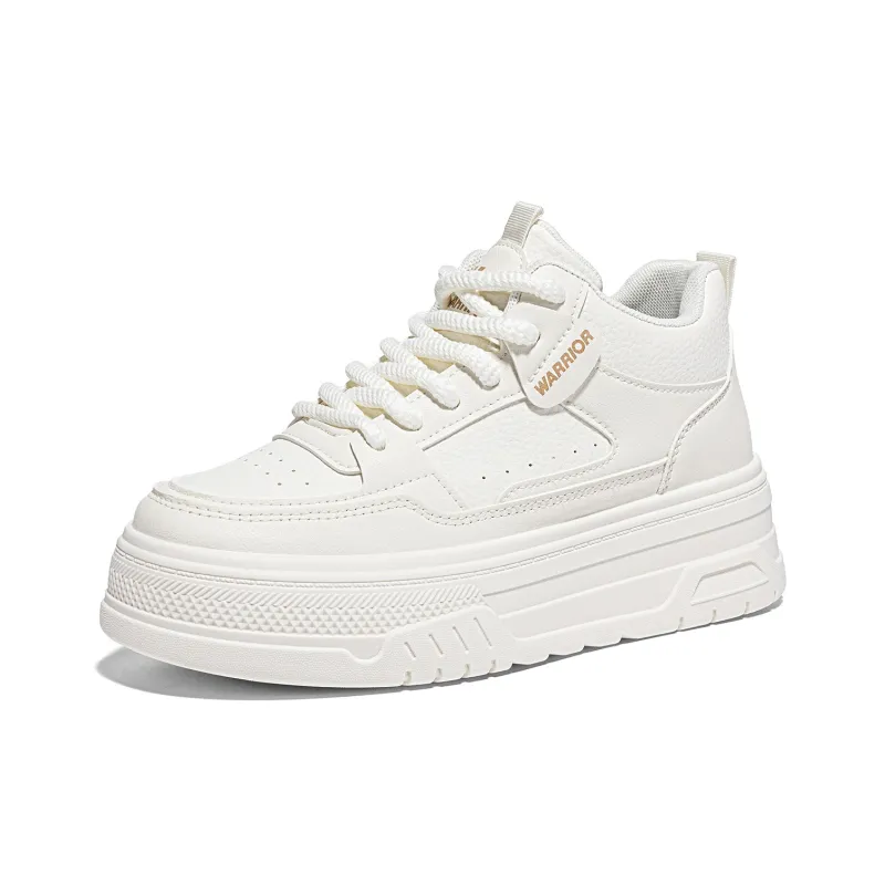 Warrior Sports White Sneakers For Women's Thermal Cushioning Height Increase High Top Skateboard Shoes Women's White-2