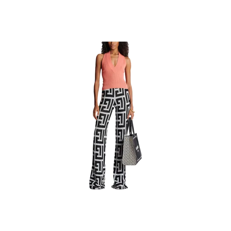 BALMAIN Monogrammed Flared Trousers-1