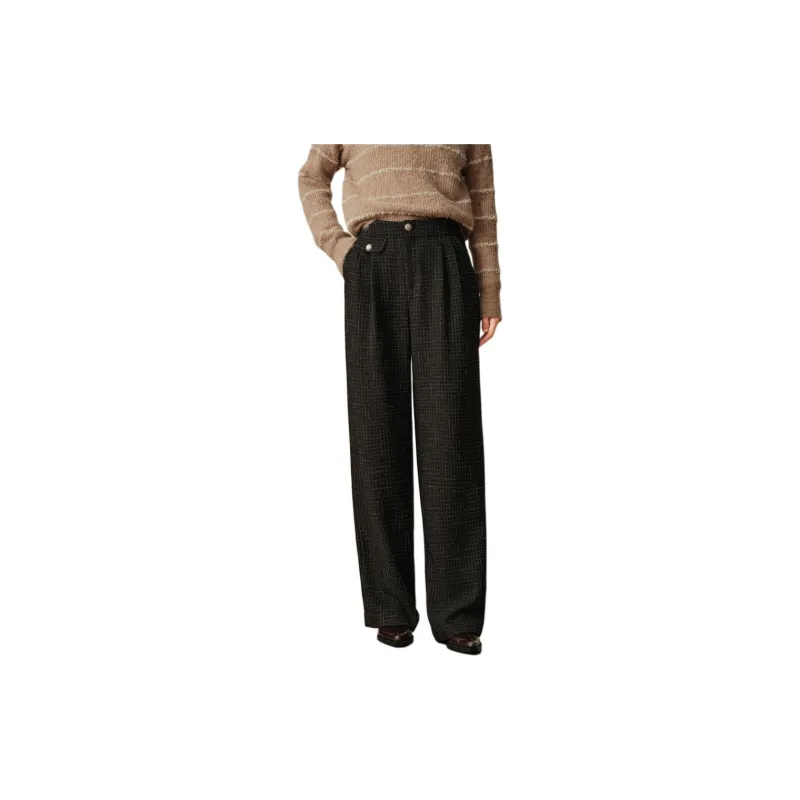 JZ. ANNAKRO Casual Pants Women's Dark Coffee Grid-2
