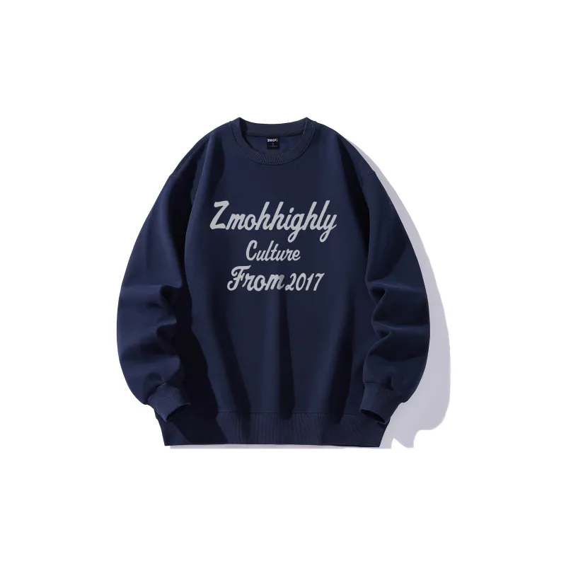 ZMOH Fleece Lined Crew Neck Sweatshirt Unisex Couple's-7