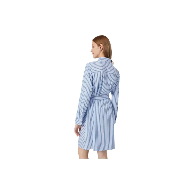 Hush Puppies Long Sleeved Dresses Women's Blue White-3
