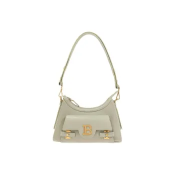 BALMAIN Leather Handbag Shoulder Bag Women's Green