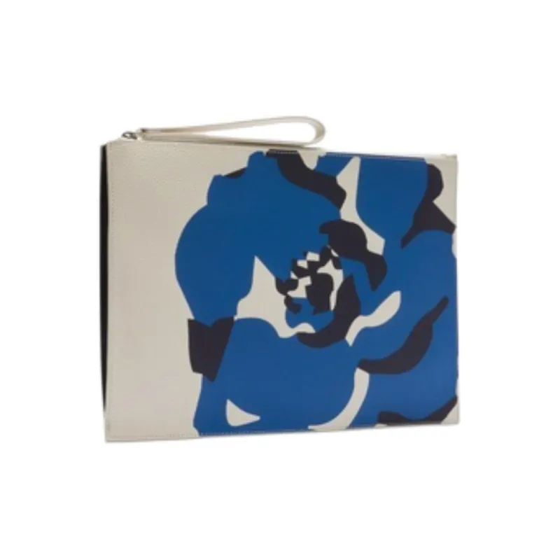LACOSTE Synthetic Leather Clutch Women's White & Blue-1