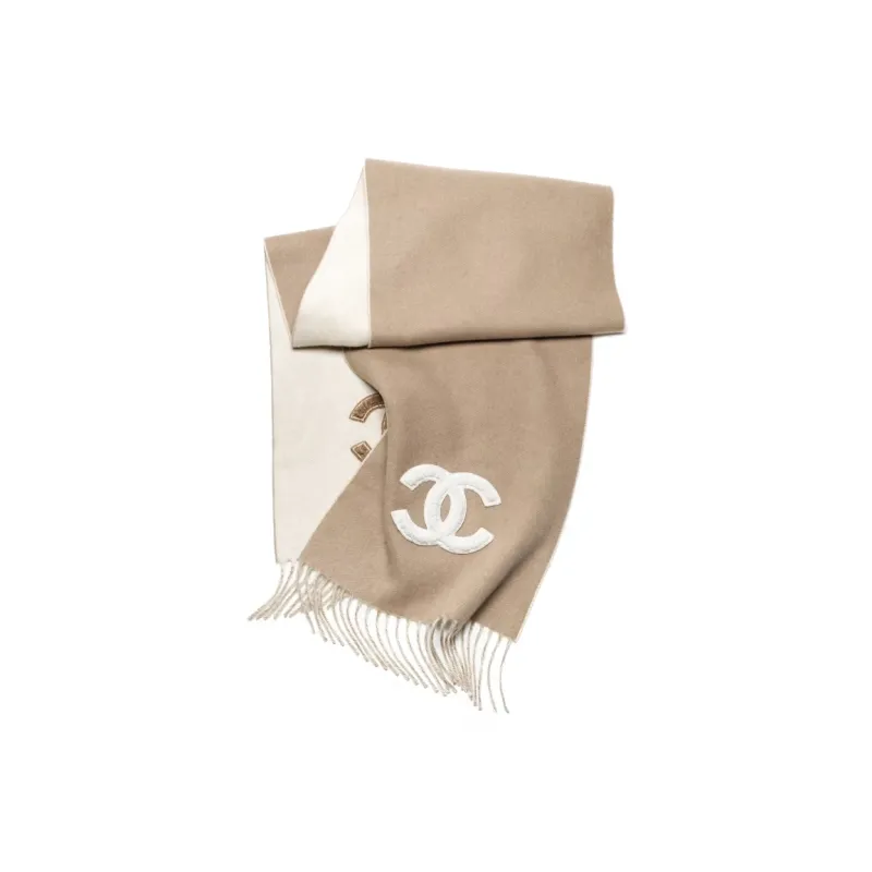 CHANEL Knit Scarves Women's Beige/Ivory-0