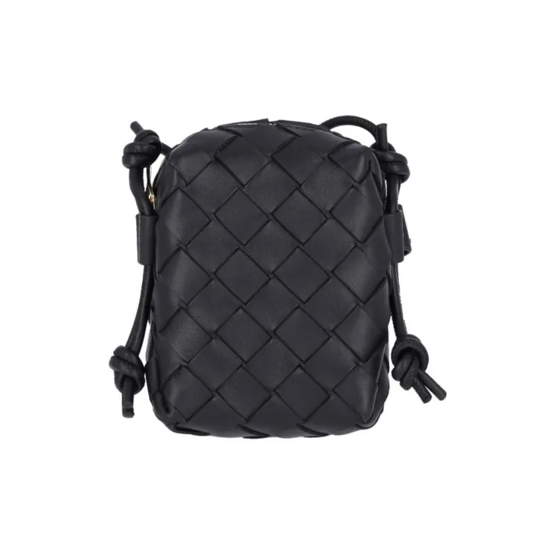 Bottega Veneta Lambskin Crossbody Bag, Shoulder Bag Mini Women's Black-0