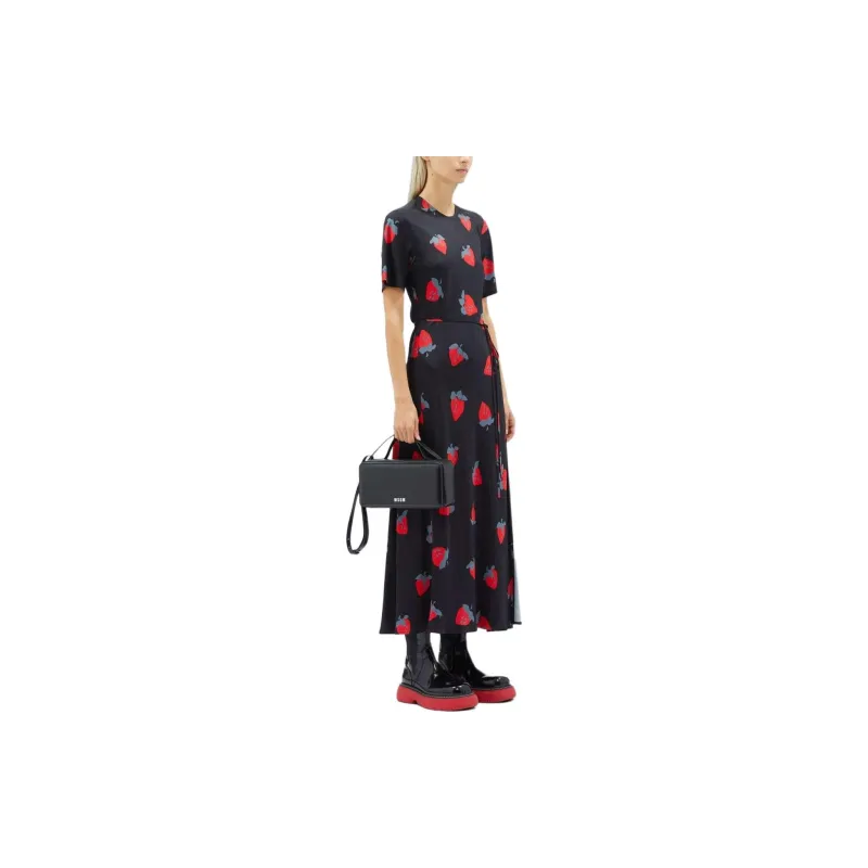 MSGM Strawberry print Belted Dress-3