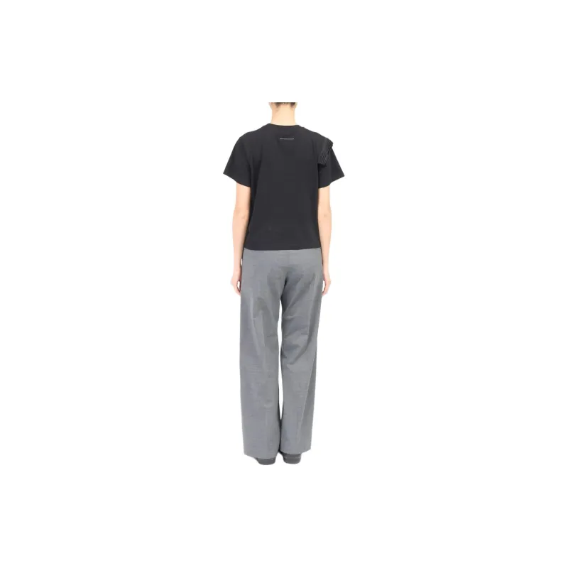 MM6 Maison Margiela Pleat Detailed Crewneck T Shirt-2