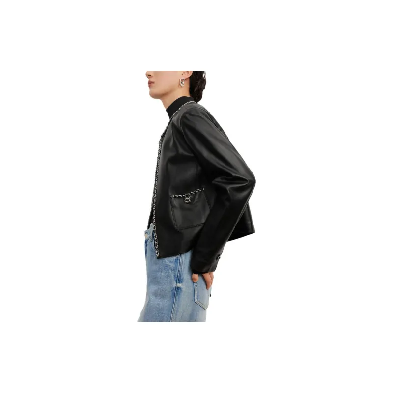 JZ. ANNAKRO Leather Jackets Women's Plain Black-2