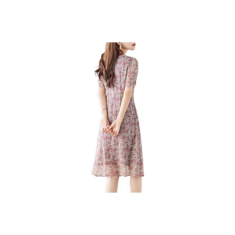 Still Quiet Short Sleeved Dresses Women's Pink-1