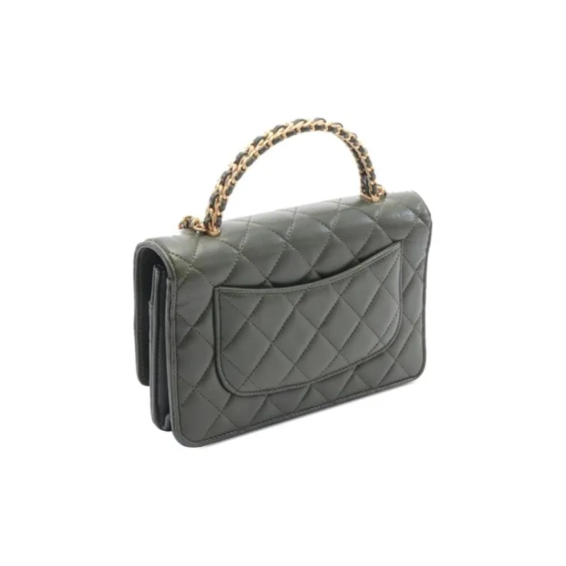 CHANEL Lambskin Shoulder Bag, Crossbody Bag, Wallet Women's Brown-1