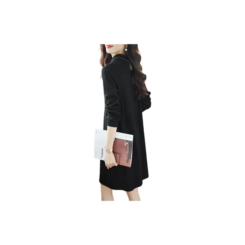 Mo Han Yi Mei Long Sleeved Dress Women's Black-2