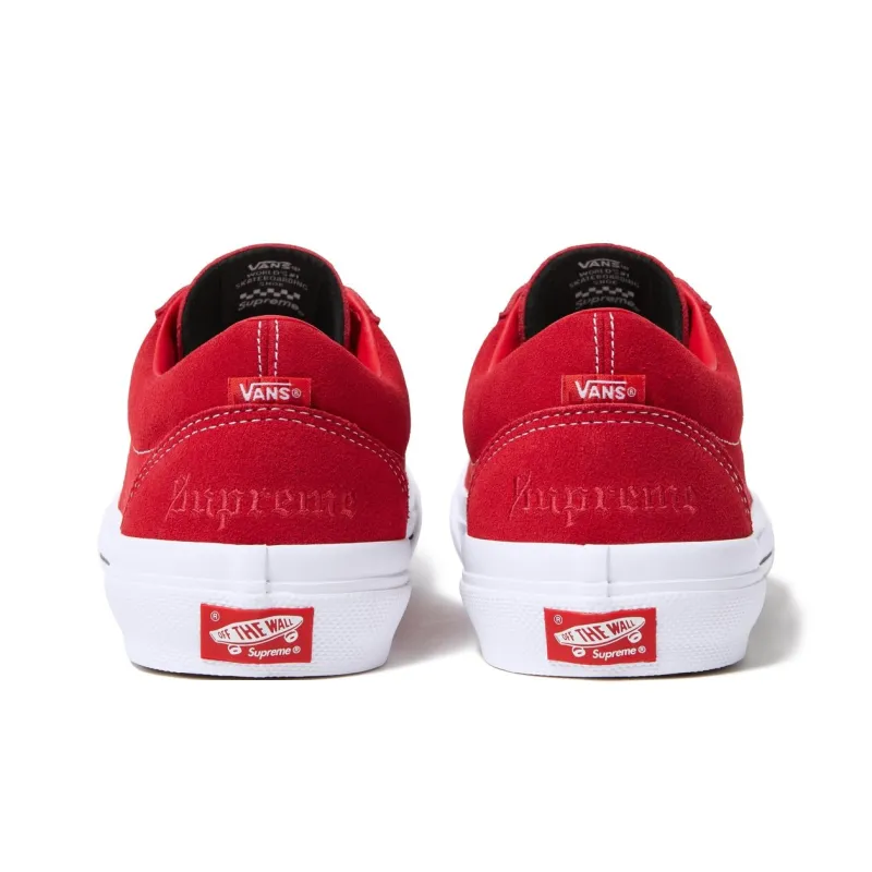 Supreme x Vans SID Anti Slip Wear Resistant Low Top Skateboard Shoes Unisex Red White-5