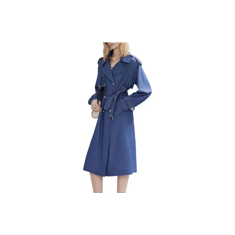 DKNY SS24 Trench Coat Women's Medium Denim Blue-4