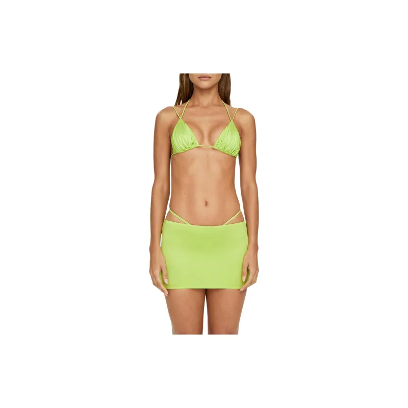 Khy FW24 DROP 010 Satin Ultra Mini Swim Skirt Swim Dresses & Skirts Women's Lime Green-2