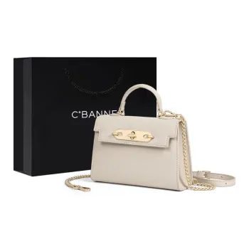 C°BANNER Split Cow Leather With Synthetic Leather Shoulder Bag, Crossbody Bag Large Size Women's Gray/White