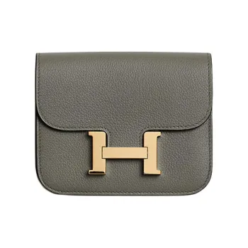 HERMES Constance Slim Evercolor Leather Wallet, Card Holder, Fanny Pack Women's 0L Grismeyer Rain Cloud Gray