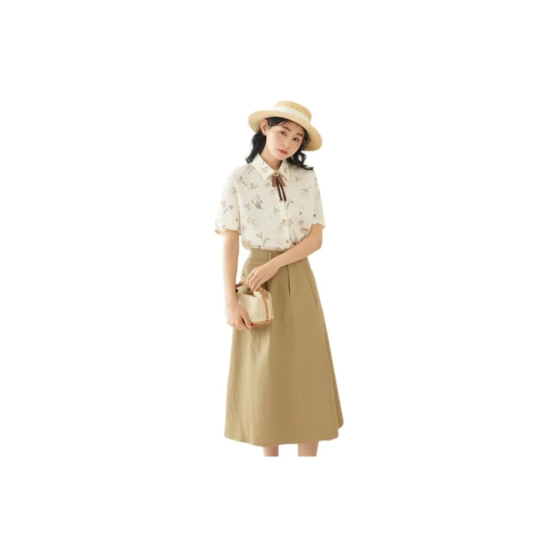 ZIHAN Shirt Women's Beige With Print-4