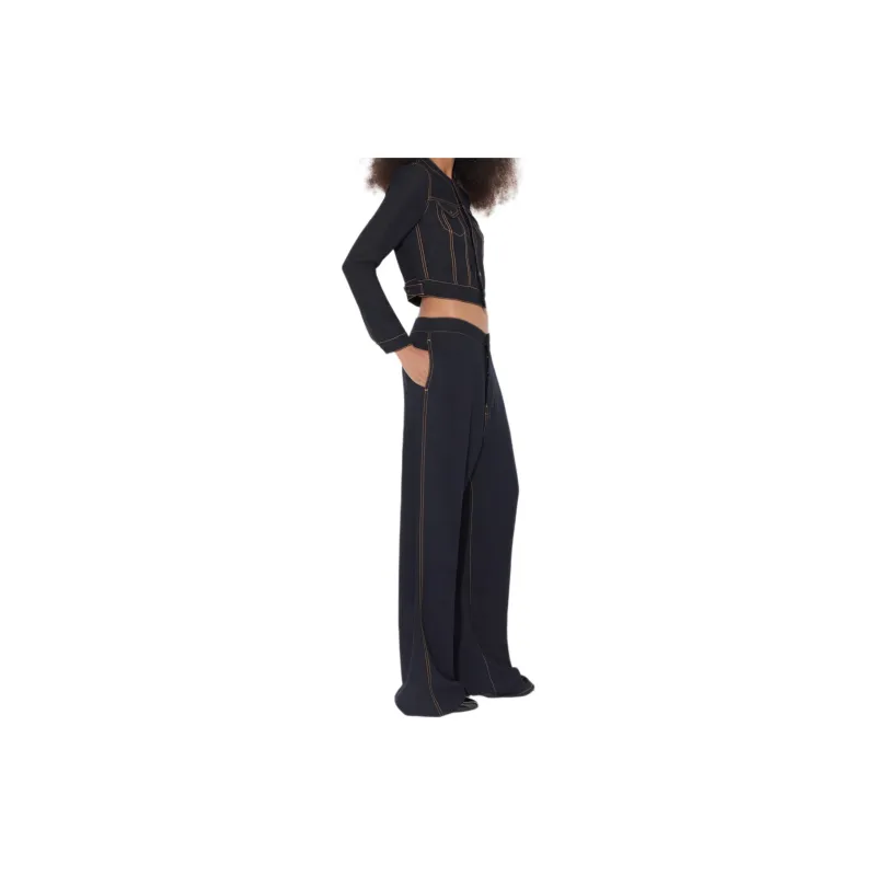 Alaia High Waist Contrast Stitching Trousers-1
