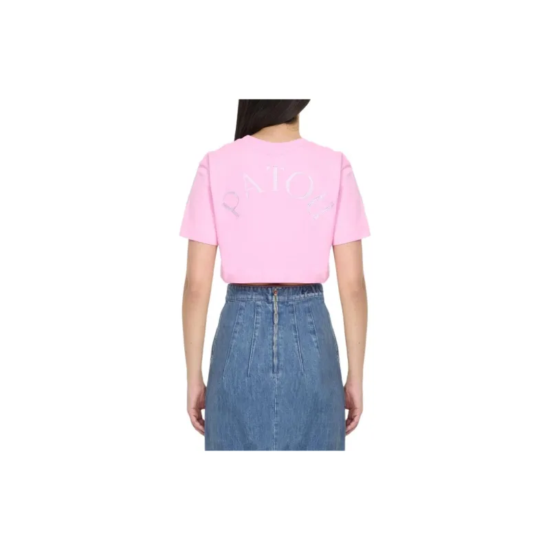 Patou Logo embellished Cropped T shirt-2