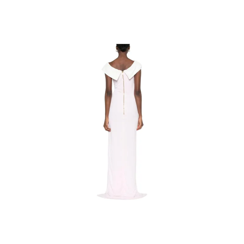 BALMAIN Draped Off-Shoulder Slit Maxi Dress-2