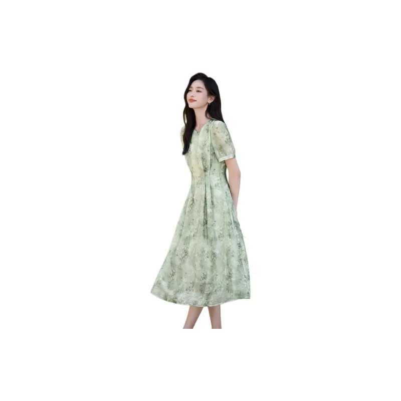 Mo Han Yi Mei Short Sleeved Dresses Women's Green-2