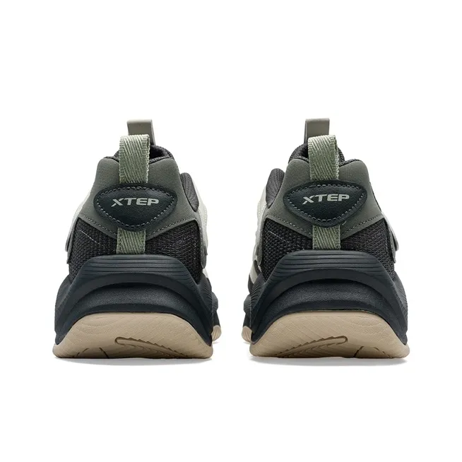 XTEP Lightning 5.0 Height Increasing Slip Resistant Low Top Casual Shoes Men's Durable Gray/Coal Black-2
