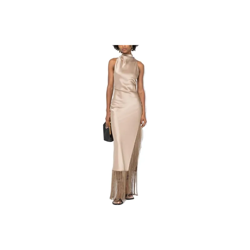 NANUSHKA High-neck Fringed Evening Dress-1