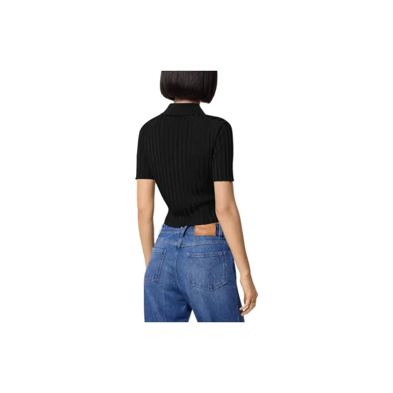 VERSACE Short Sleeved Button Up Knitted Shirt-2