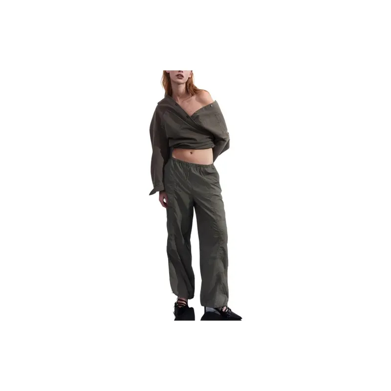 H&M Casual Pants Women's Khaki Green-1