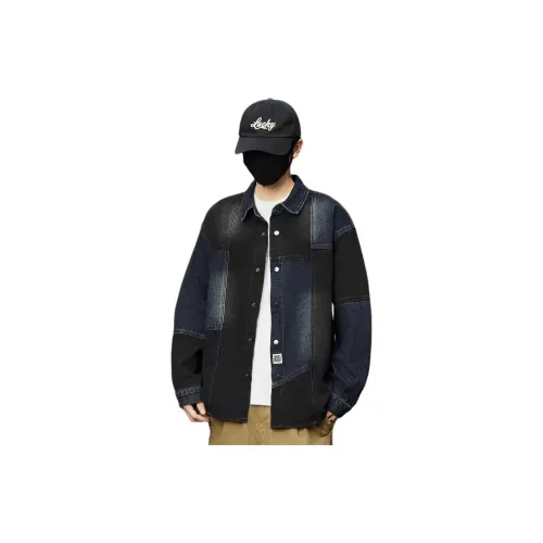 Tonlion Denim Jacket Unisex Black Gray Color