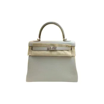HERMES Kelly Togo Calfskin Kelly Bag Handbag Regular Women's 80Gris Perle Pearl Gray