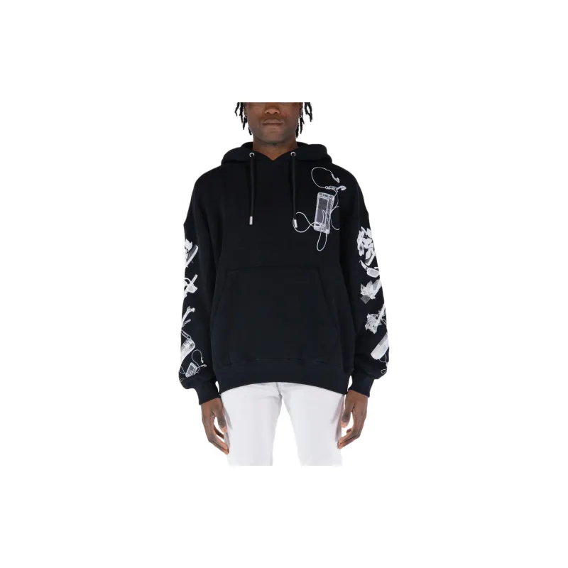 OFF WHITE Logo Printed Drawstring Hoodie-2