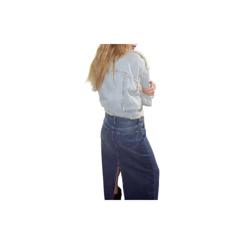 H&M Denim Long Skirts Women's Denim Blue-2