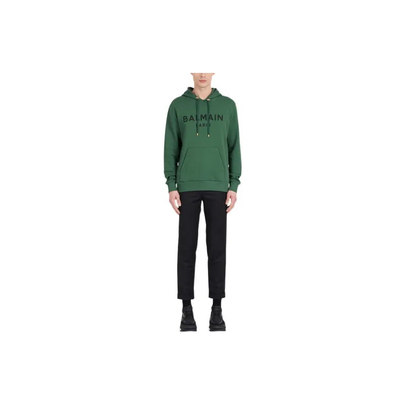 BALMAIN Logo Printed Drawstring Hoodie-1