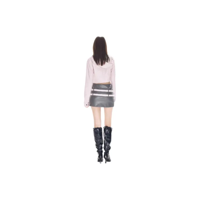 JAC FLEURANT Leather Jacket Women's Pink-3