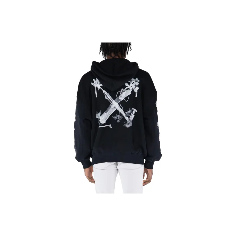 OFF WHITE Logo Printed Drawstring Hoodie-3