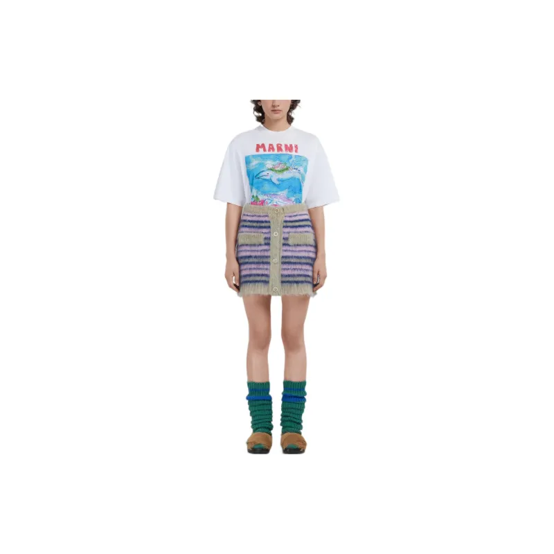 MARNI Striped Mini Skirt 'Azalea'-1
