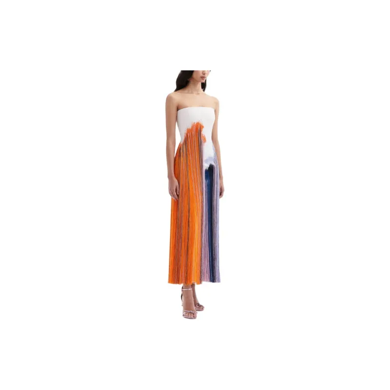 Oscar De La Renta Brushstroke-print Fringed Maxi Dress-3