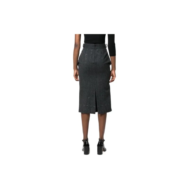 Maison Margiela High Waisted Puffed Midi Skirt-2