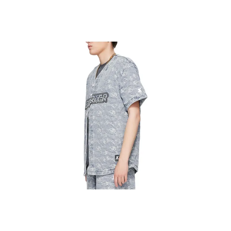 STARTER Drop Shoulder Sleeve T Shirt Unisex Denim Light Blue-2