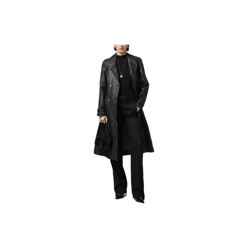 VERSACE Embossed Belted Trench Coat-1