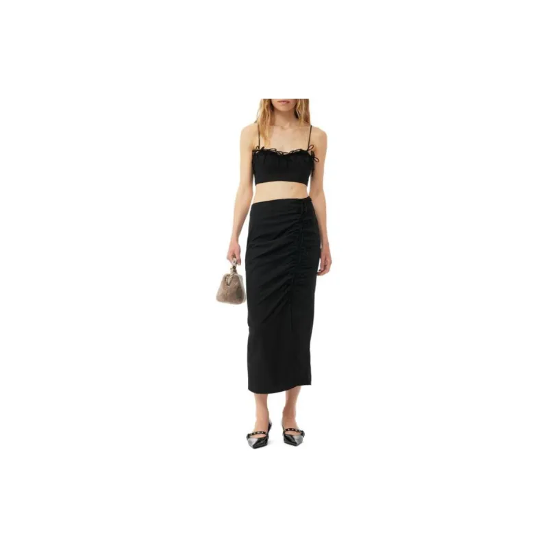 GANNI Drapey Bow Detailed Cropped Top-2